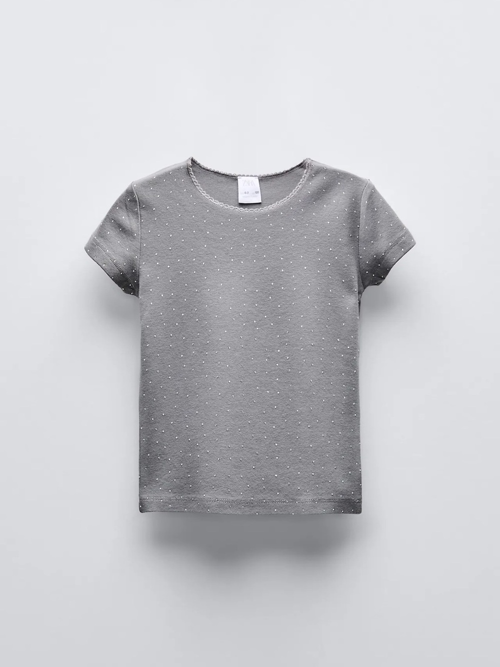 Zara Gray Short-Sleeve Dot Tee